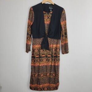 Antthony Mark‎ Hankins Vintage Dress Midi Boho Cottagecore Gothic Fall Preppy 12